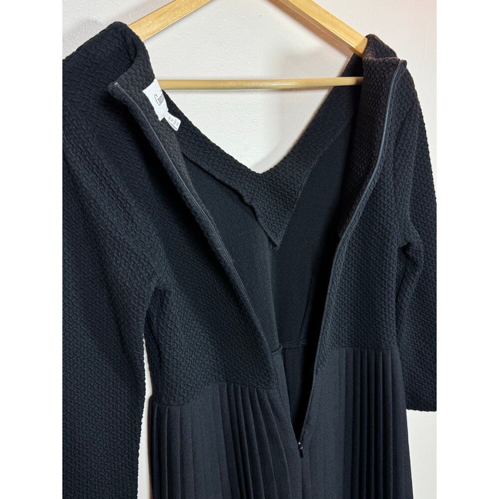 Ganni x Anthropologie Fulton Black Pleated Knit A-Line Cocktail Mini Dress Small - Picture 12 of 13